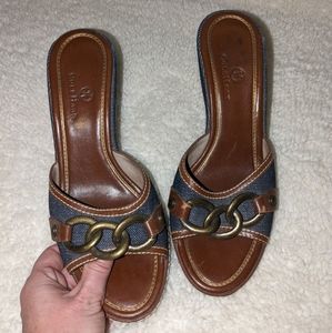 Cole Haan leather & denim wedges